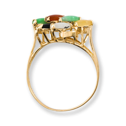 Vintage Rainbow Jadeite Jade 14k Yellow Gold Ring | UPC #405035