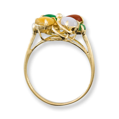 Vintage Rainbow Jadeite Jade 14k Yellow Gold Ring | UPC #405042