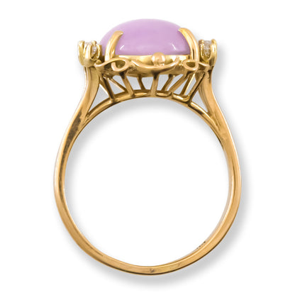 Vintage Lavender Jadeite Jade and Diamond 14k Yellow Gold Ring | UPC #405127