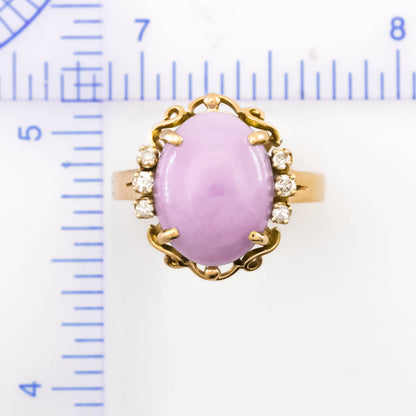 Vintage Lavender Jadeite Jade and Diamond 14k Yellow Gold Ring | UPC #405127