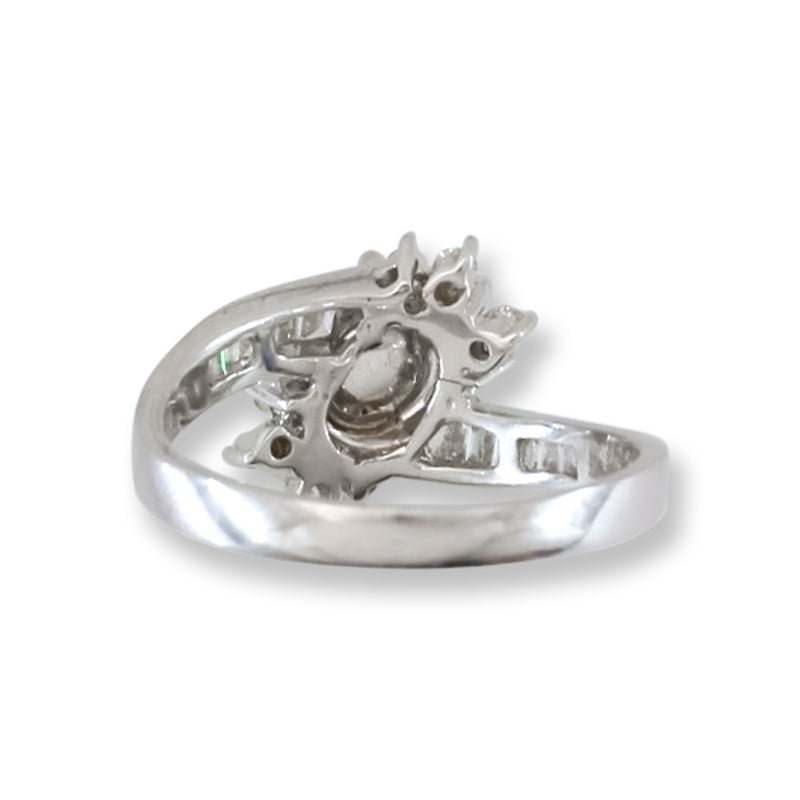 Estate Jade Ring | Vintage Green Jadeite Jade and Diamond Ring in 18K White Gold | UPC #405523