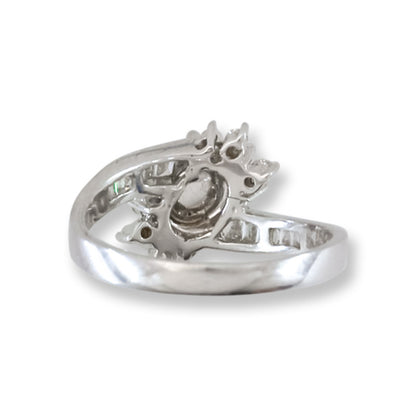 Estate Jade Ring | Vintage Green Jadeite Jade and Diamond Ring in 18K White Gold | UPC #405523