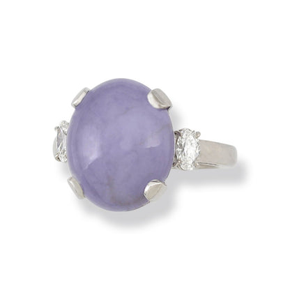 18K White Gold Lavender Jadeite Jade Diamond Ring | UPC #359383