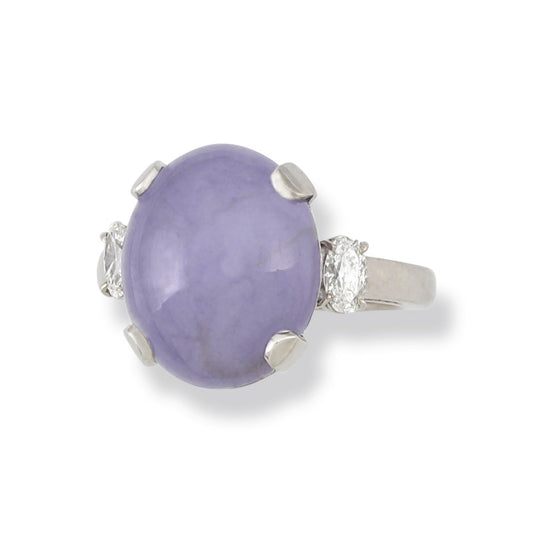 18K White Gold Lavender Jadeite Jade Diamond Ring | UPC #359383
