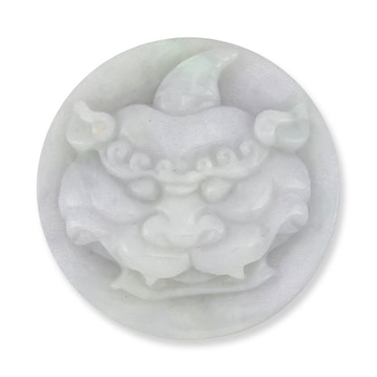 LAVENDER JADEITE JADE ROUNG CARVED DRAGON PAPERWEIGHT UPC #223639