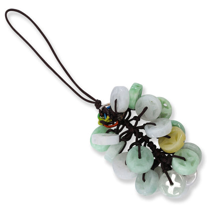 Green and White Jadeite Jade Multiple Carved Coins Charm | UPC #385603