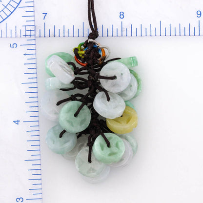 Green and White Jadeite Jade Multiple Carved Coins Charm | UPC #385603
