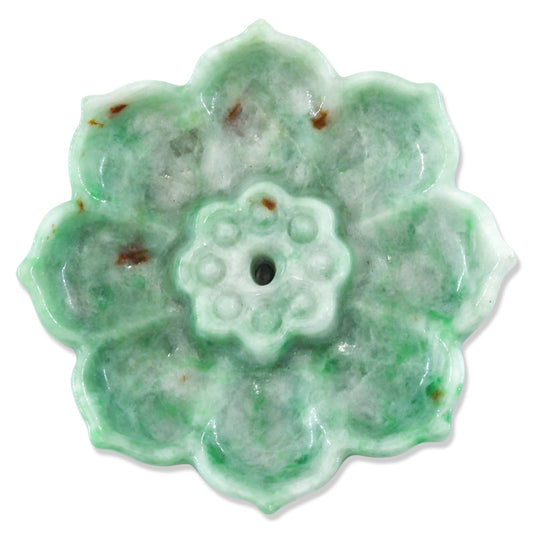 GREEN JADEITE JADE CARVED FLORAL INCENSE BURNER UPC #396524