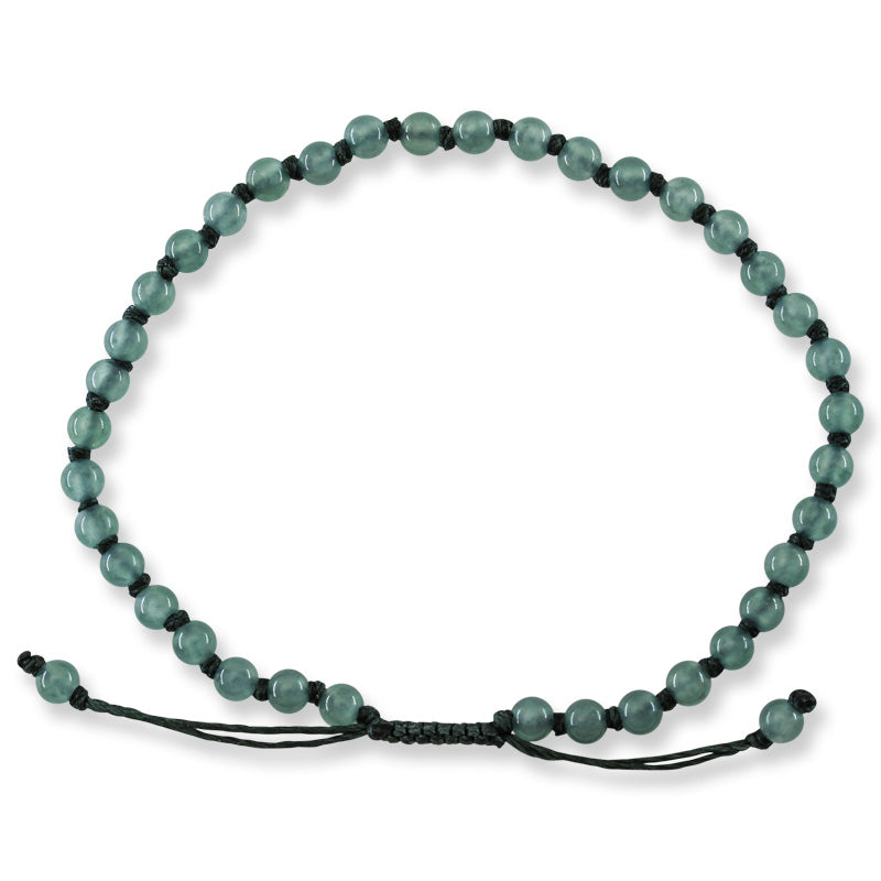 Adjustable Blue-Green Jadeite Jade Bead Bracelet | UPC #399273