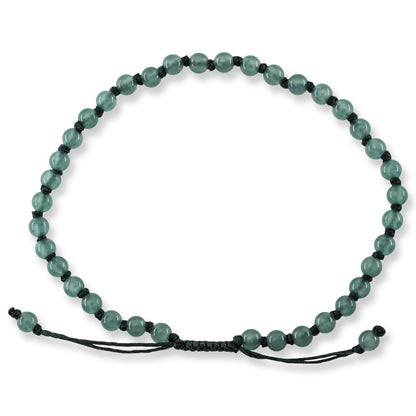 Adjustable Blue-Green Jadeite Jade Bead Bracelet | UPC #399273