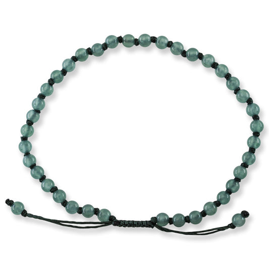 Adjustable Blue-Green Jadeite Jade Bead Bracelet | UPC #399273