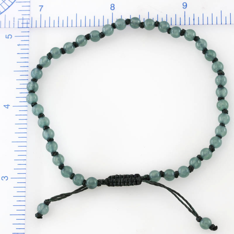 Adjustable Blue-Green Jadeite Jade Bead Bracelet | UPC #399273