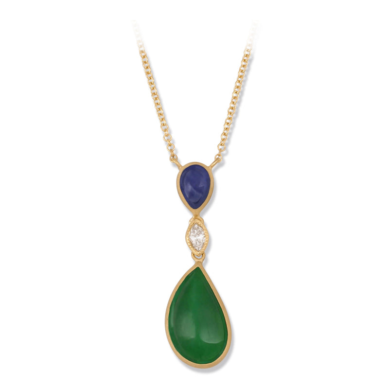 Green Jadeite Jade 18K Yellow Gold Necklace | UPC #407367