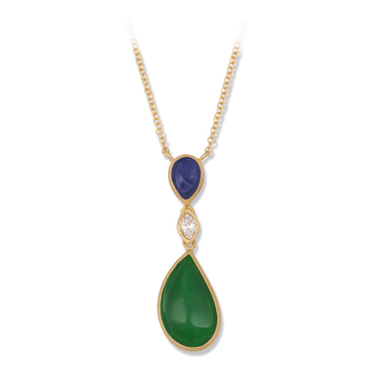 Green Jadeite Jade 18K Yellow Gold Necklace | UPC #407367