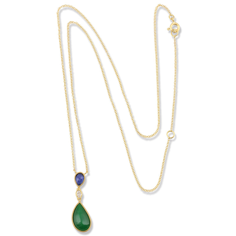 Green Jadeite Jade 18K Yellow Gold Necklace | UPC #407367