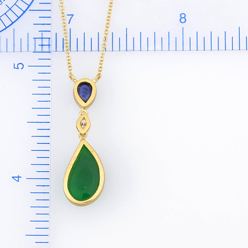 Green Jadeite Jade 18K Yellow Gold Necklace | UPC #407367