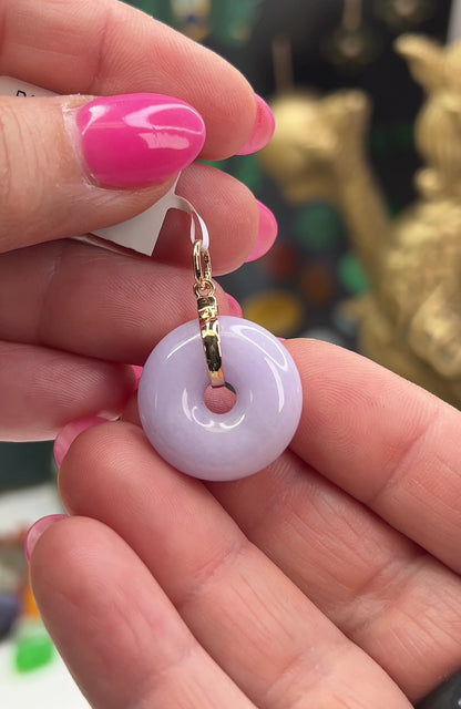 Lavender Jadeite Jade Pi Disc 14K Yellow Gold Pendant | UPC #405905