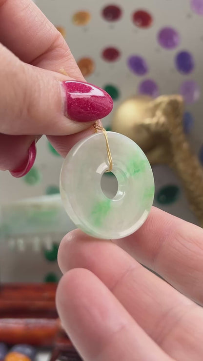Green Jadeite Jade Loose Pi Disc Pendant Carving | Jade Donut | UPC #324954