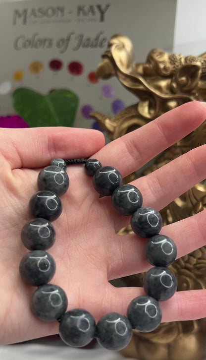 Grey Jadeite Jade Adjustable Bead Bracelet | UPC #378964