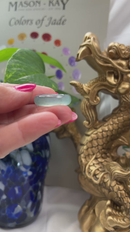 Blue Green Jadeite Jade Band Ring Finger Size 8 | UPC #394919
