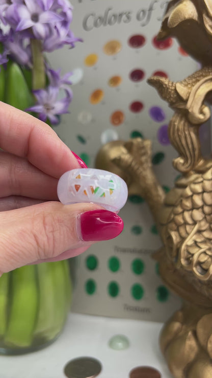 ICY LAVENDER JADEITE JADE OPEN TOP BAND RING FINGER SIZE 8 UPC #388529