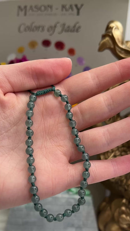 Adjustable Blue-Green Jadeite Jade Bead Bracelet | UPC #397026