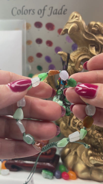 Rainbow Jade Freeform Beads Adjustable Bracelet | UPC #401419