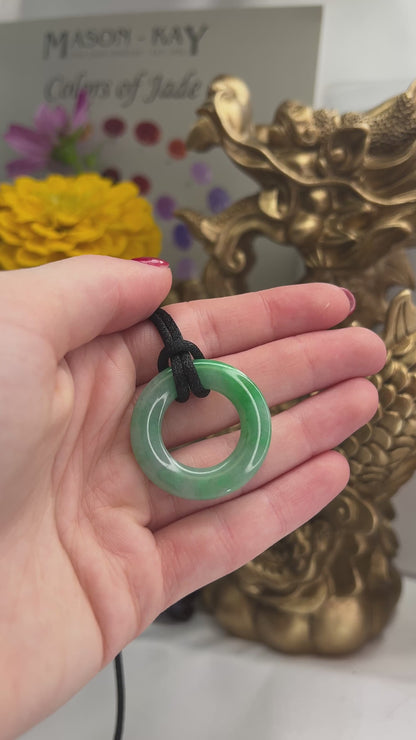GREEN JADEITE JADE OPEN CIRCLE NECKLACE UPC #061095