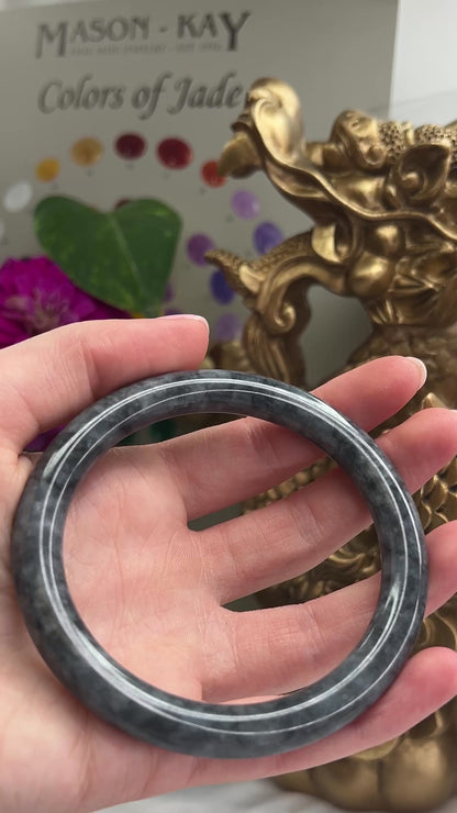 Grey Jadeite Jade Cylindrical Bangle 62.6mm | UPC #254978