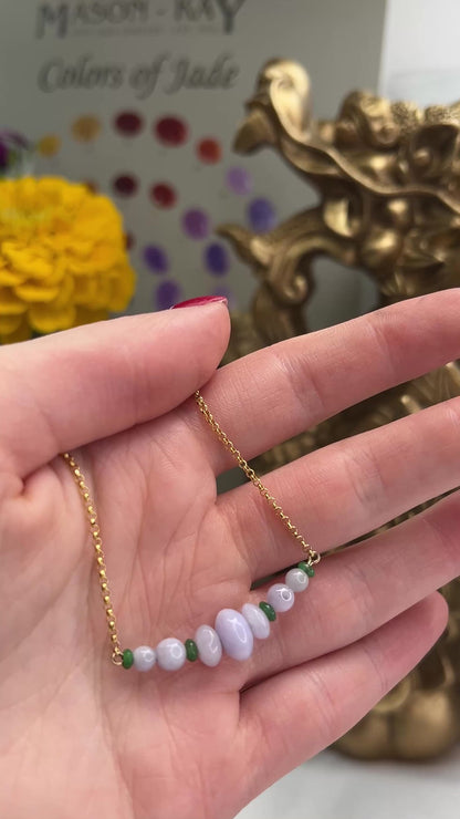 14K YELLOW GOLD LAVENDER JADEITE JADE ABACUS NECKLACE UPC #380387