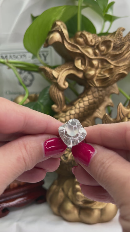 ICE JADEITE JADE AND DIAMOND PLATINUM RING UPC #393141