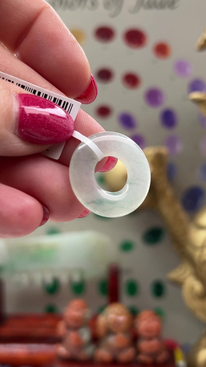 Ice Jadeite Jade Loose Pi Disc Pendant Carving | Jade Donut | UPC #400542