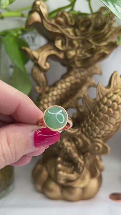 GREEN JADEITE JADE 14K YELLOW GOLD RING UPC #392250