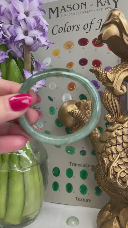 Oval-Shaped Green Jadeite Jade Half-Round Bangle | Size 54.2 X 47.3MM ID | UPC #377134