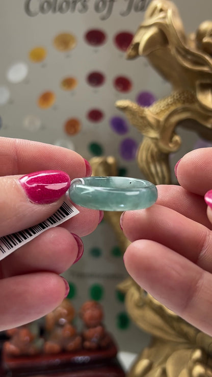 Blue Green Jadeite Jade Band Ring Finger Size 9 | UPC #400016