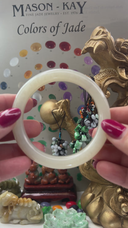 White Nephrite Jade Half Round Bangle 57.1MM | UPC #401594