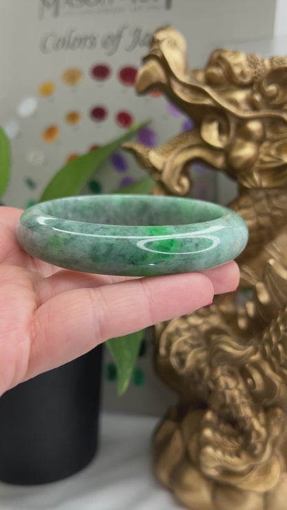 Green Jadeite Jade Half Round Bangle 58.9MM | UPC #148451