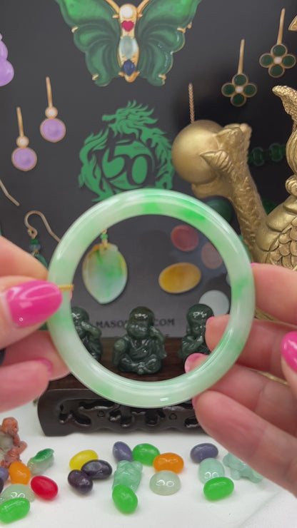 Small Green Jadeite Jade Cylindrical Bangle 51.5MM | UPC #145658