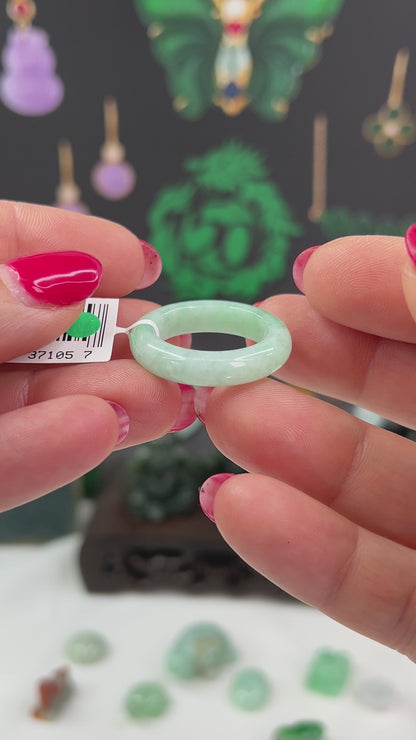 Green Jadeite Jade Band Ring | Various Finger Sizes | UPC #371057