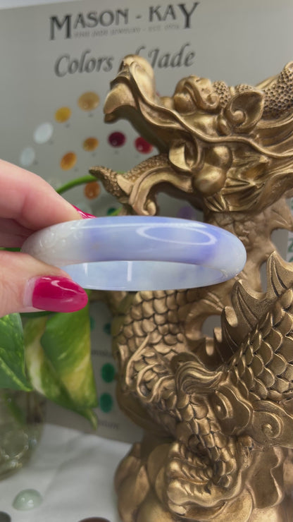 Lavender Jadeite Jade Carved Half Round Bangle 60.8mm| UPC #372511