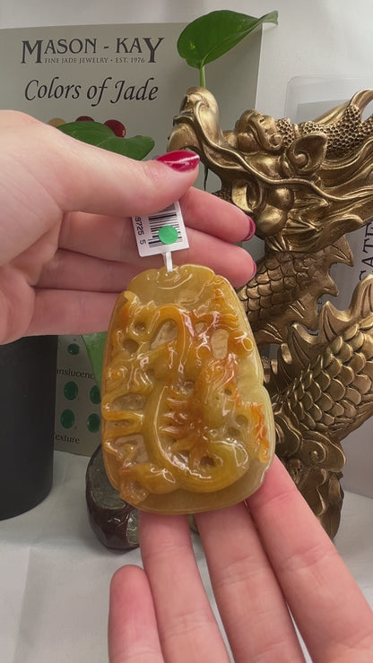 Yellow Jadeite Jade Dragon Carving | UPC #397255