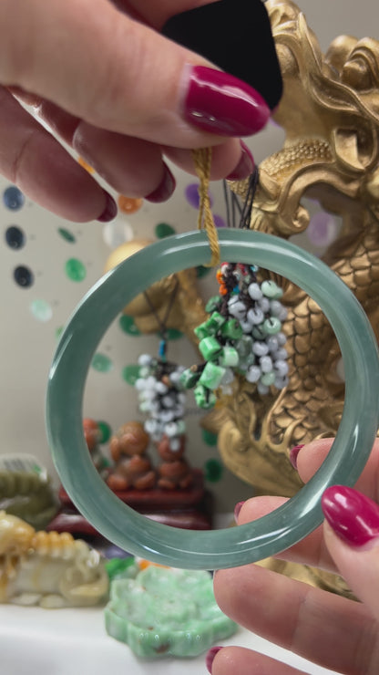 Guatemalan Blue-Green Jadeite Jade Half Round Bangle 62.6MM | UPC #311947