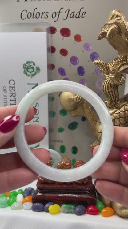 Green Jadeite Jade Half Round Bangle 63.9MM | UPC #201309