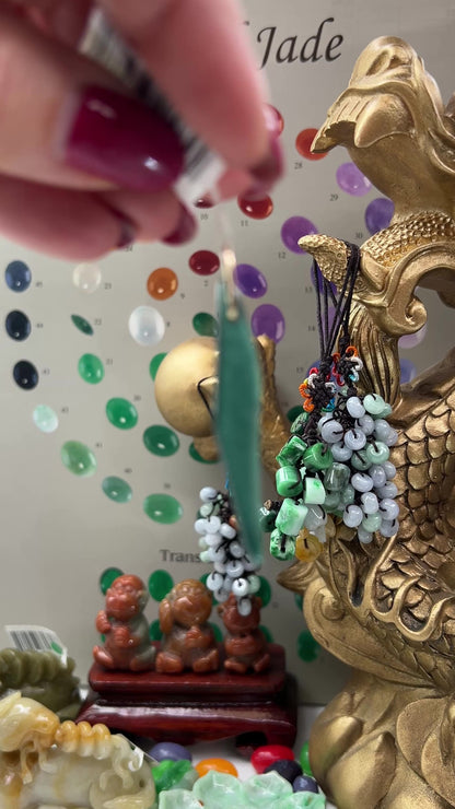 Blue Green Jadeite Jade Freeform 14K Yellow Gold Pendant | Guatemalan Jade | UPC #400894