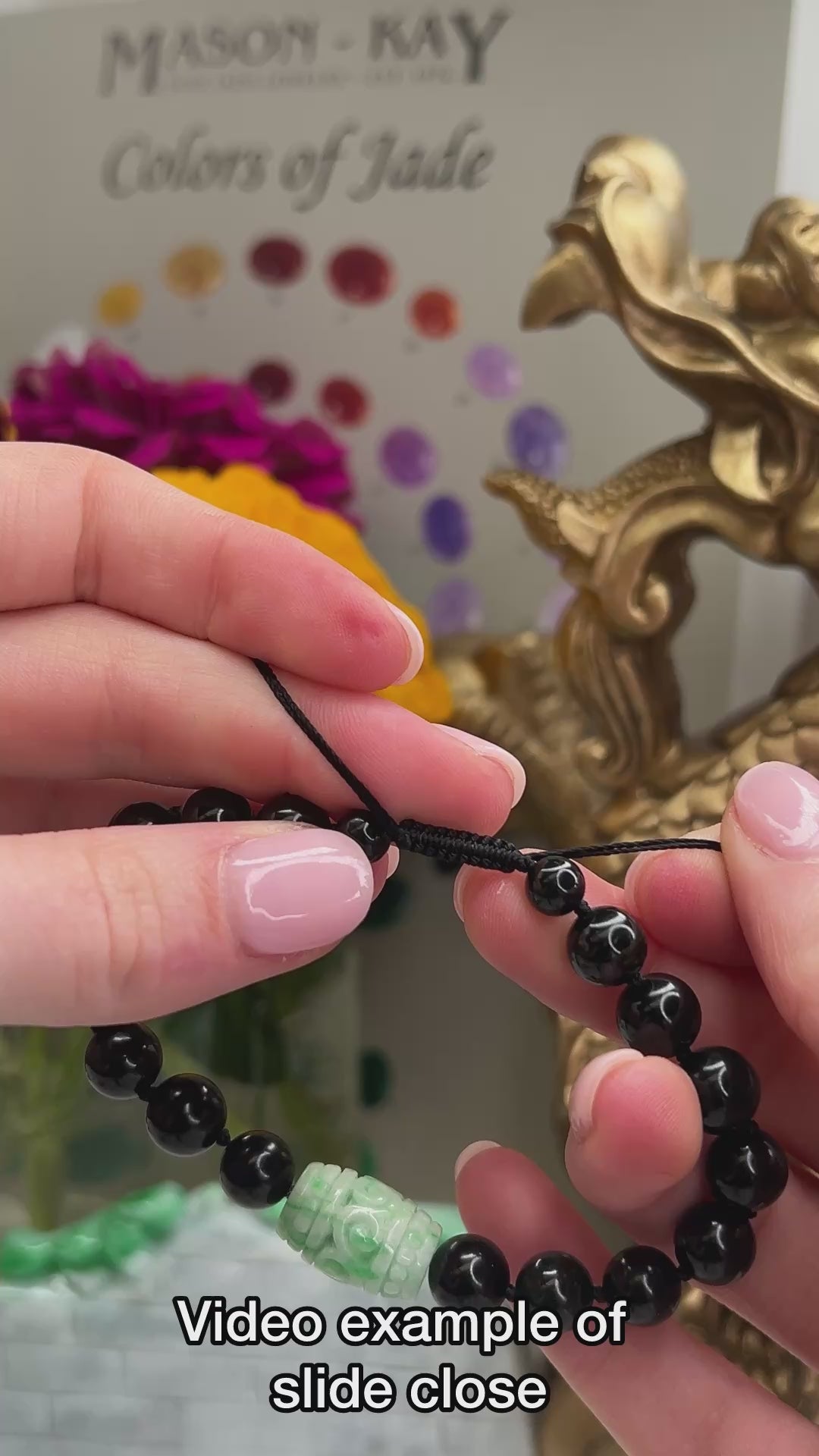 GREEN NEPHRITE JADE CARVED ZODIAC ADJUSTABLE BRACELET UPC #379015