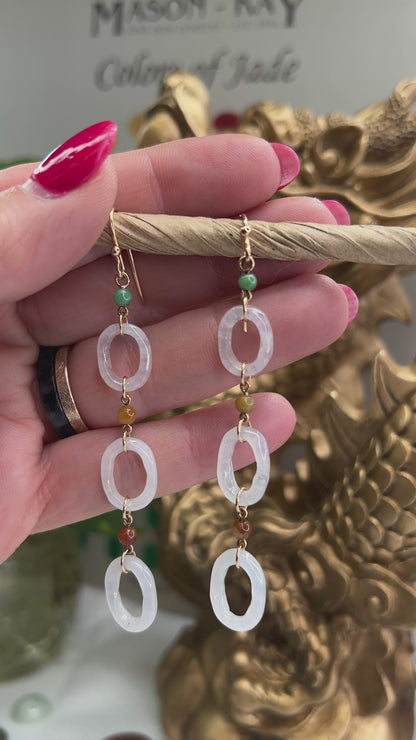 14K YELLOW GOLD ICE JADEITE JADE OPEN OVAL DROP EARRING UPC #388833