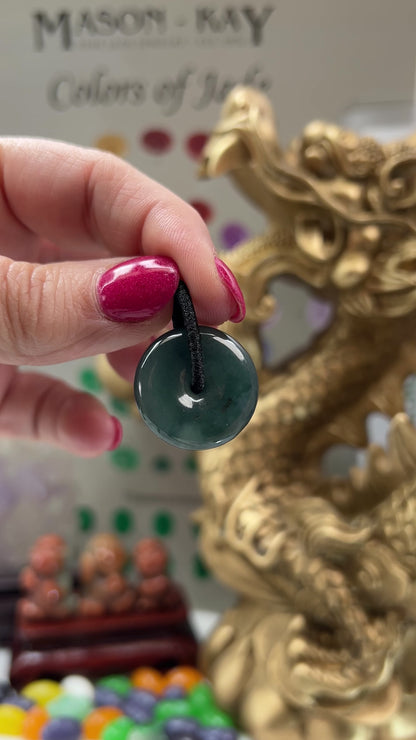 Blue Green Jadeite Jade Pi Disc Pendant | UPC #383845