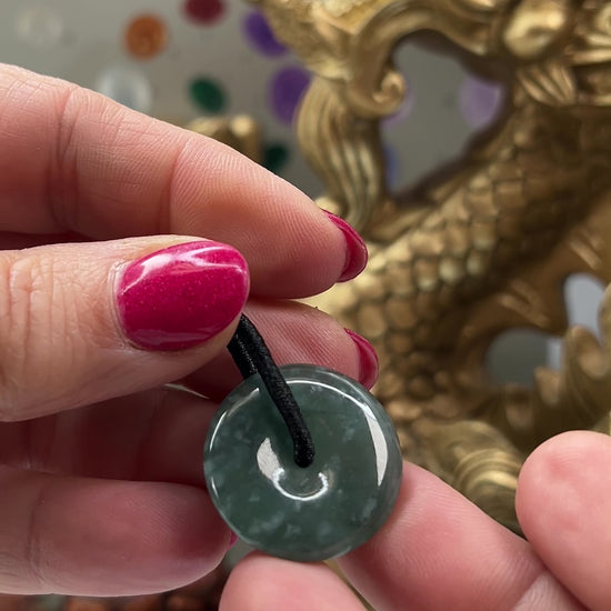 green jadeite jade pi disc pendant  jewelry for women