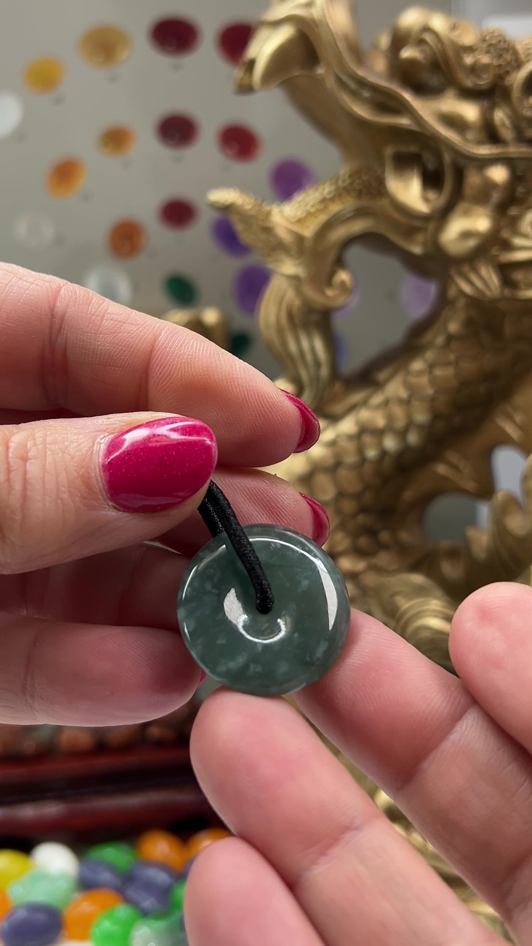 green jadeite jade pi disc pendant  jewelry for women