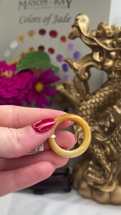 YELLOW JADEITE JADE BAND RING FINGER SIZE 10.5 UPC #376342